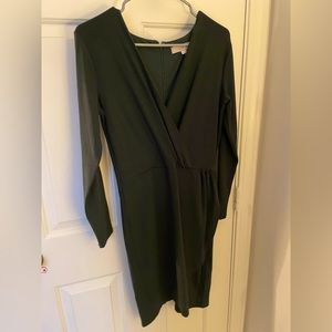 LOFT Deep Green Faux Wrap Dress
